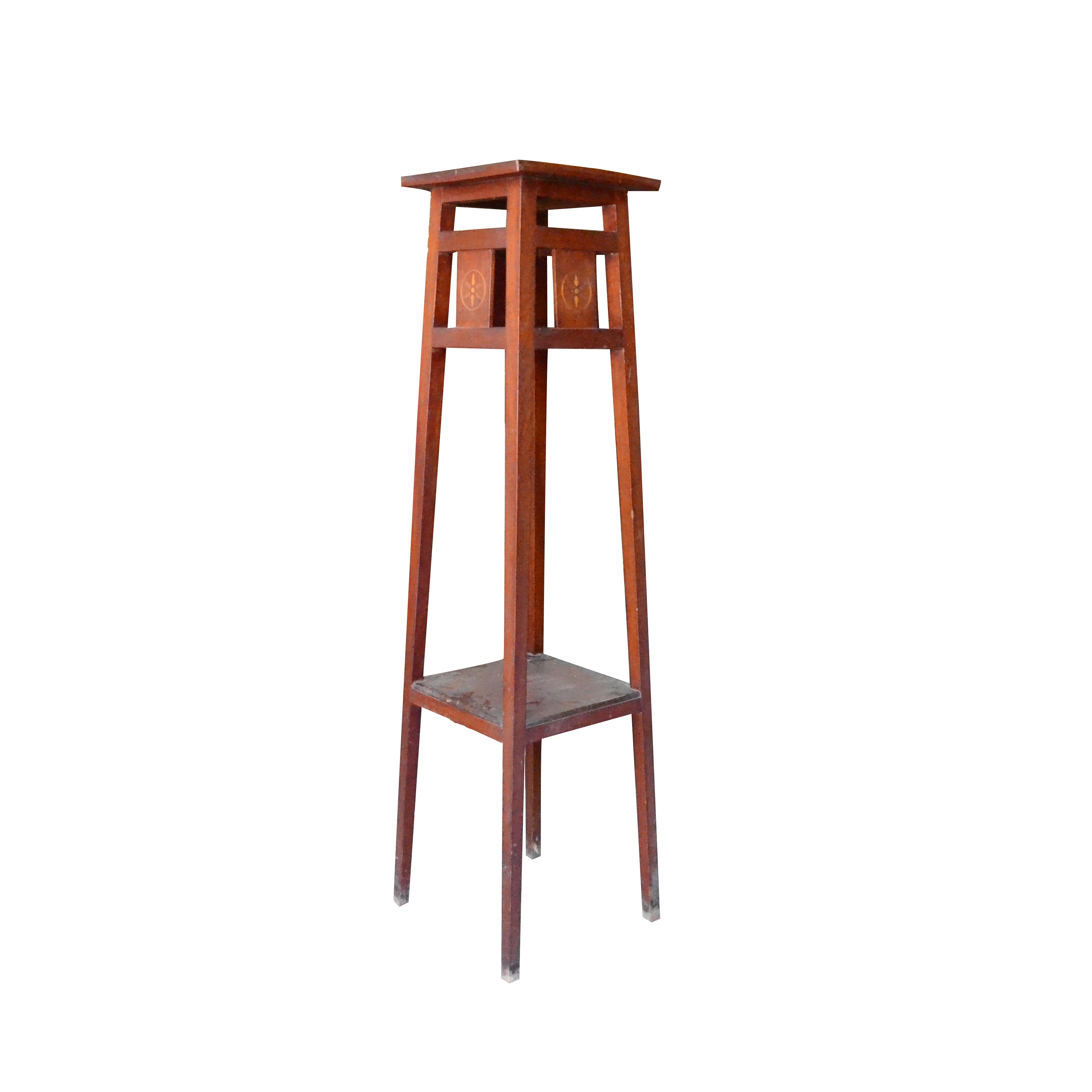 Atril / mesa alta en madera con diseño de soles pintado a mano.