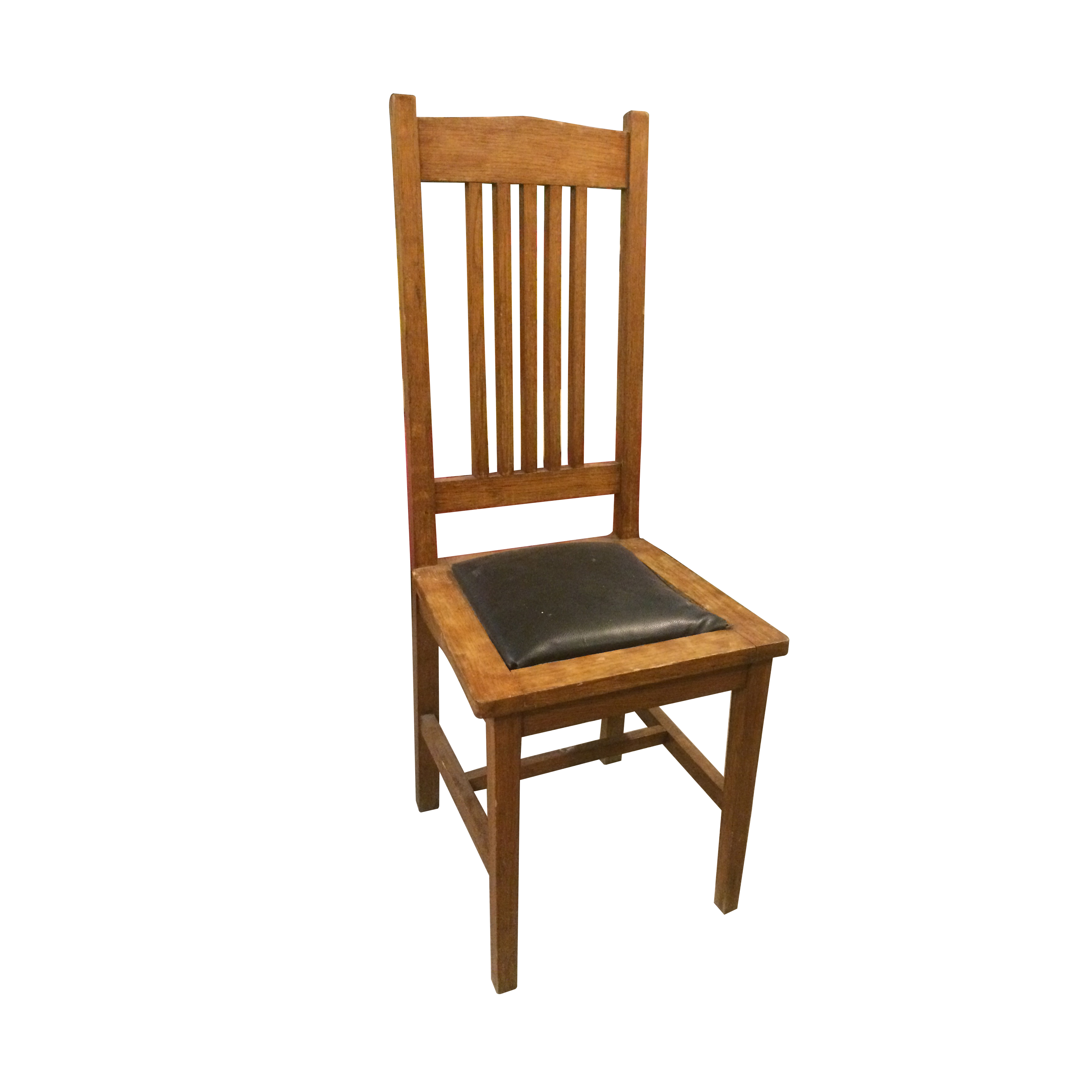 Silla en madera con asiento en cojín piel negro