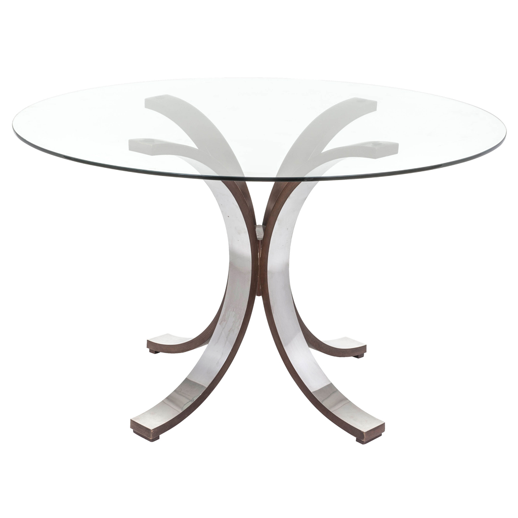 Mesa de comedor en aluminio y madera de nogal SIN VIDRIO