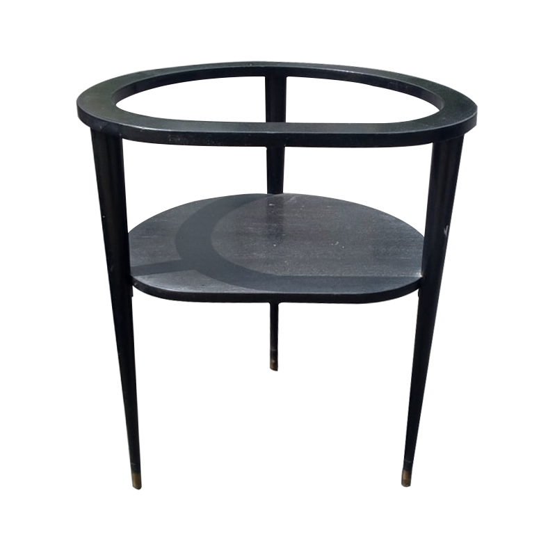 Mesa lateral de 3 patas en madera laqueada de encino color negro