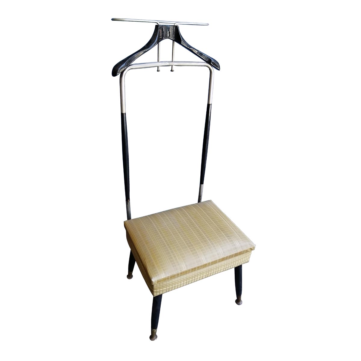Perchero para caballero estilo Danés en madera laqueada negra y aluminio anodizado