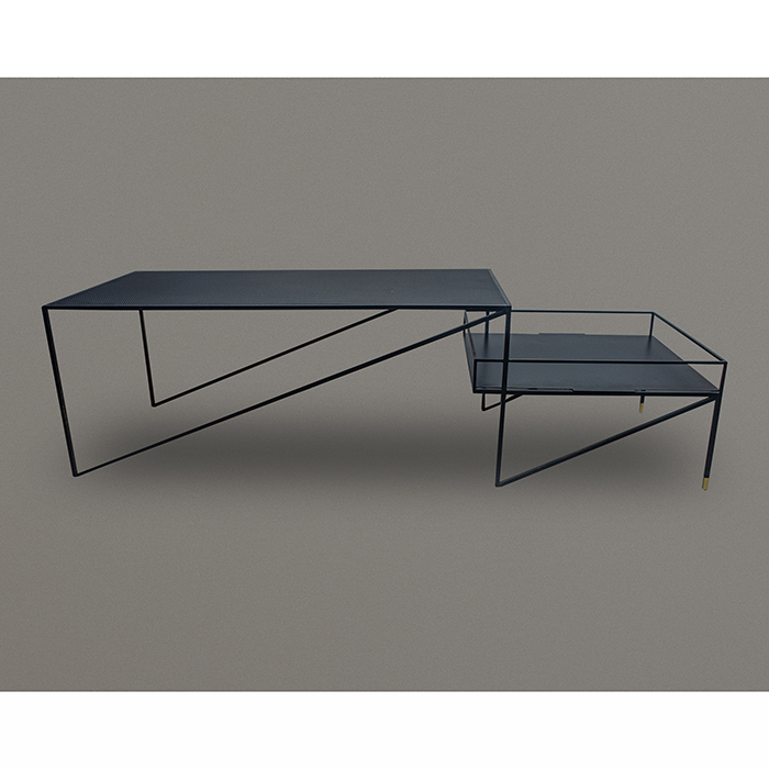 Mesa de centro en acero laqueado negro de la línea Acapulco Trouvé