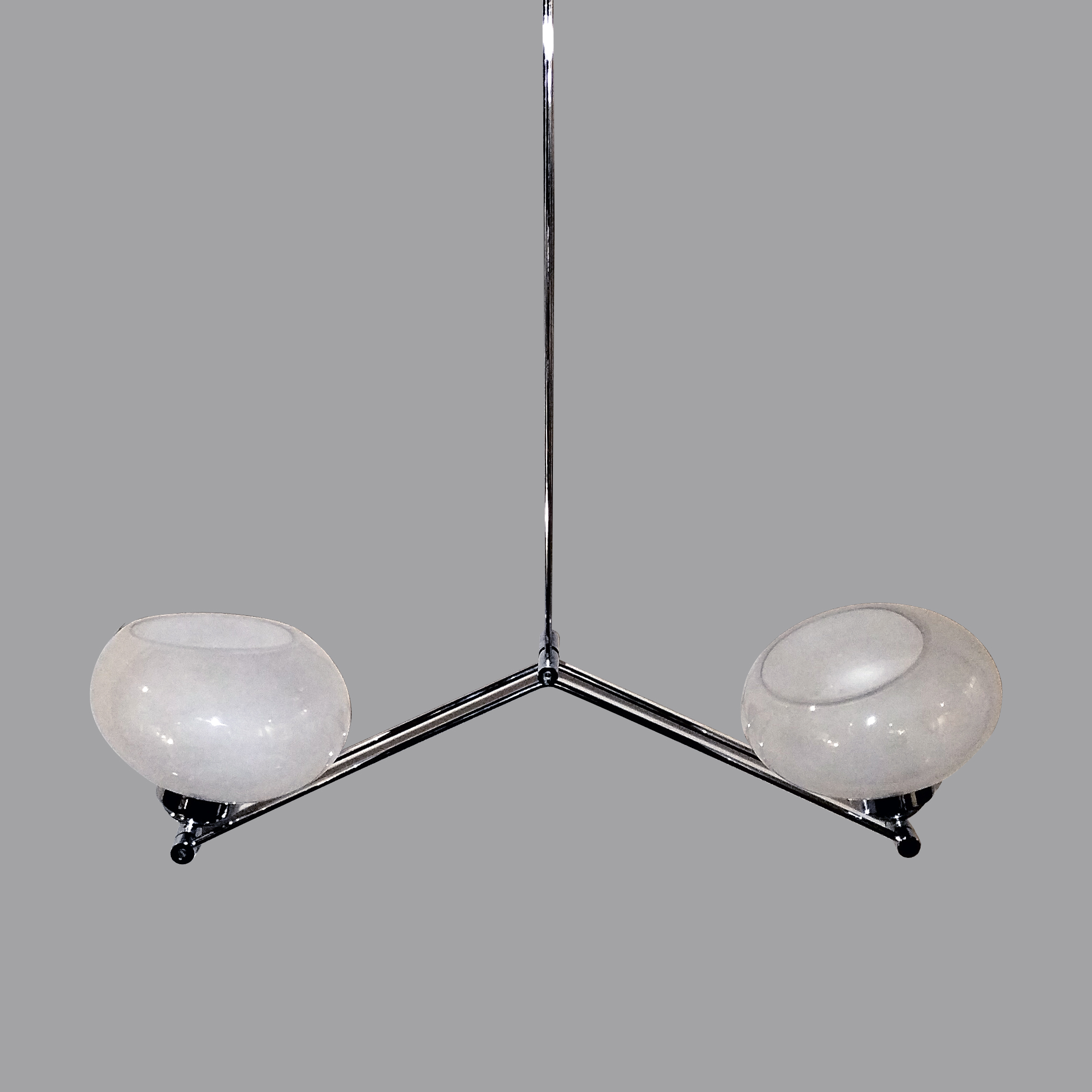 Lámpara de techo para 2 luces en metal cromado alturas ajustables.