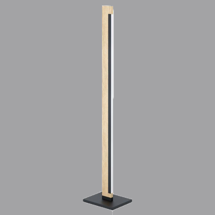 Lámpara de pie de barra en madera y metal