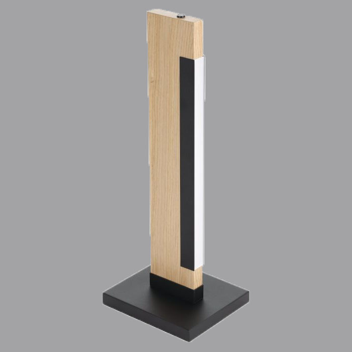 Lámpara de mesa de barra en madera y acero