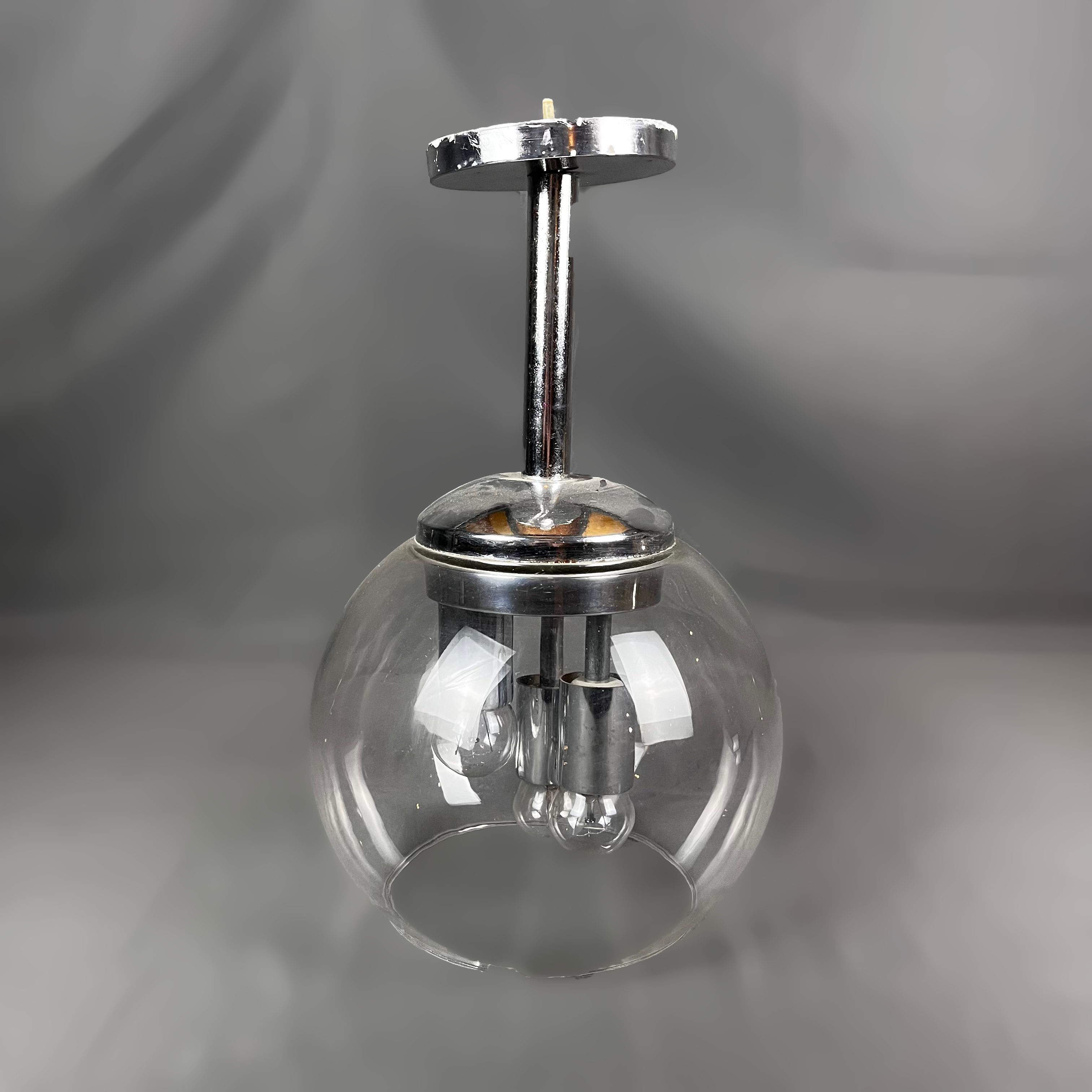 Lámpara de techo estilo Doria Leuchten en metal cromado y cristal