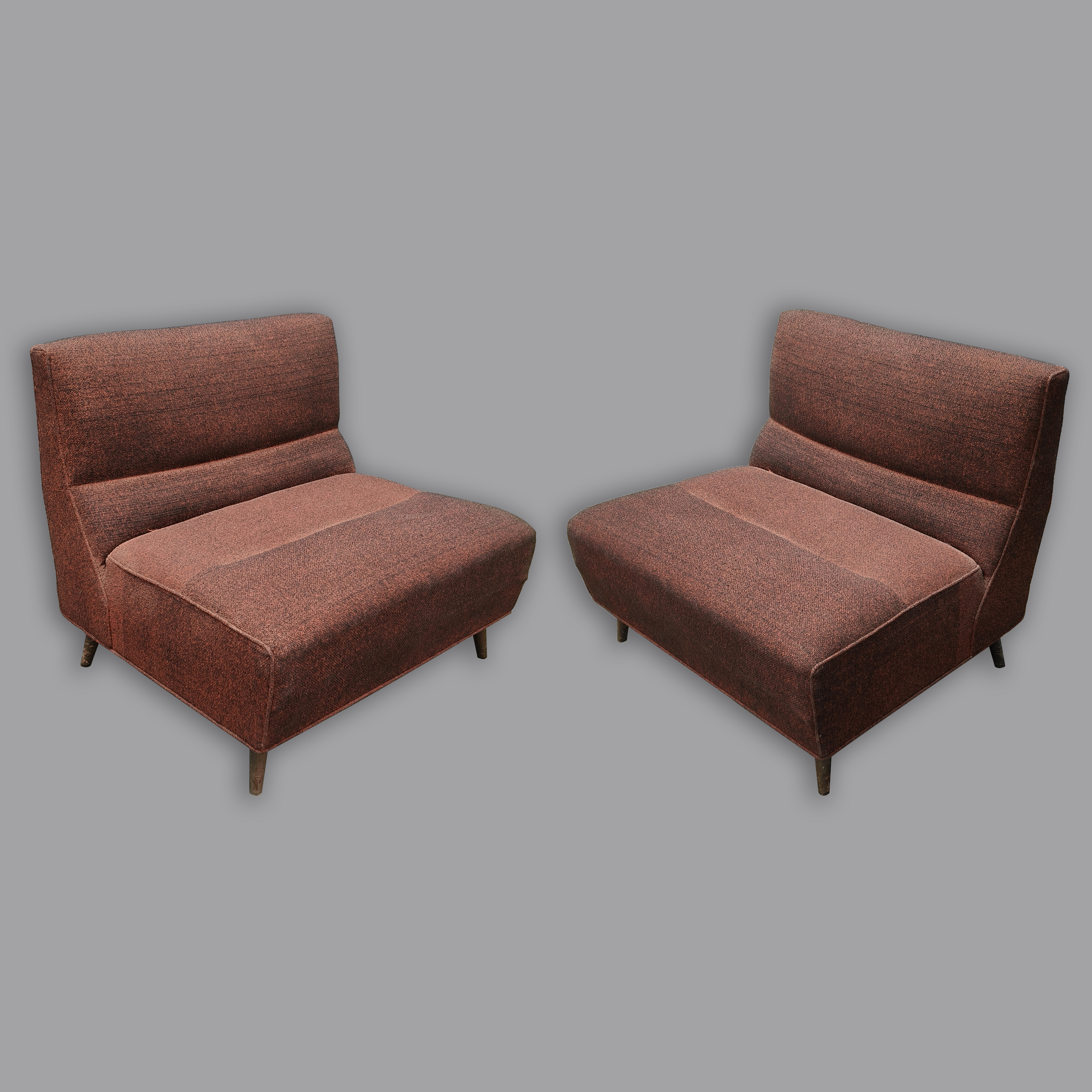 Par de sillones bajos estilo Danés sin brazos para restaurar