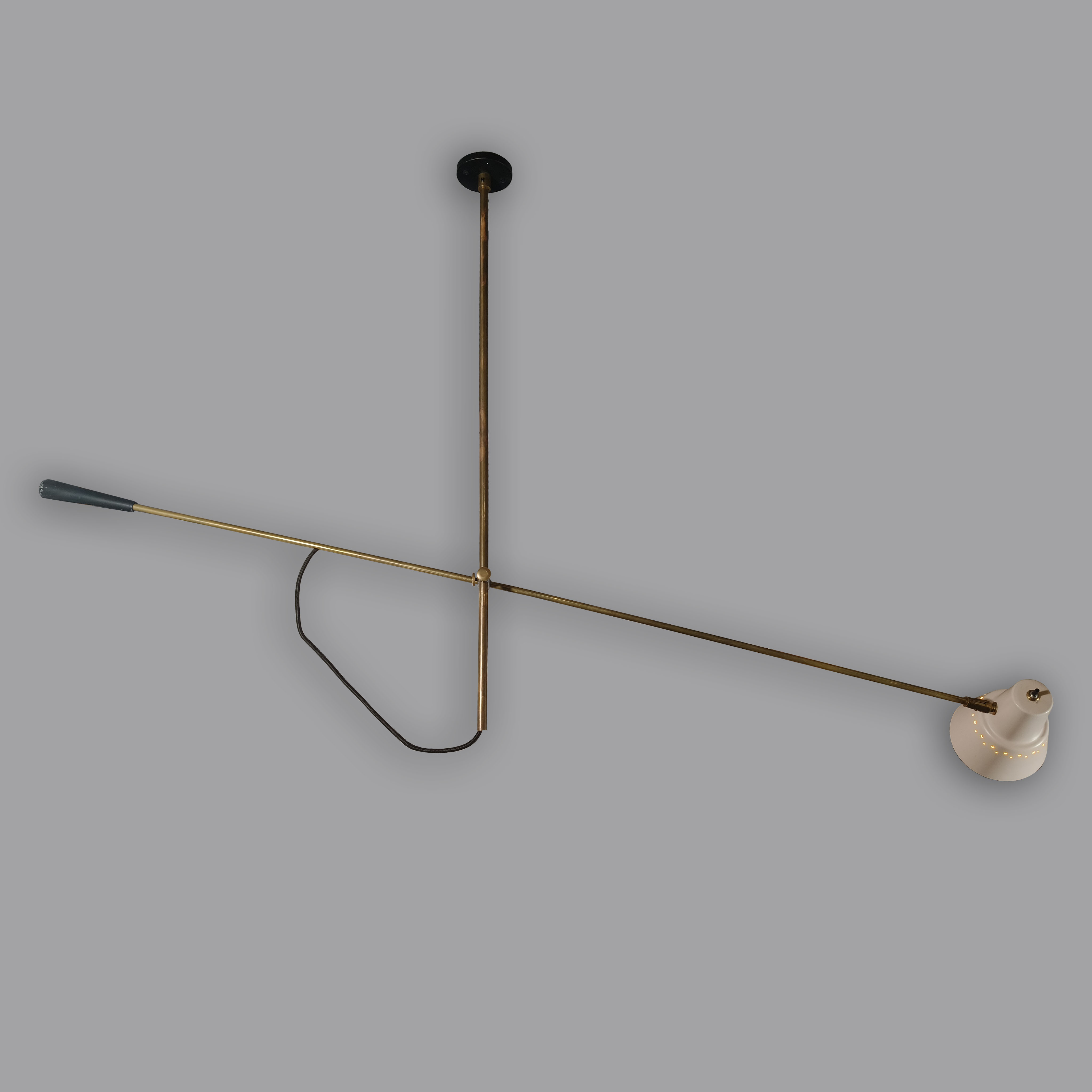 Lámpara de techo pendulante estilo Italiano en latón con pantalla blanca