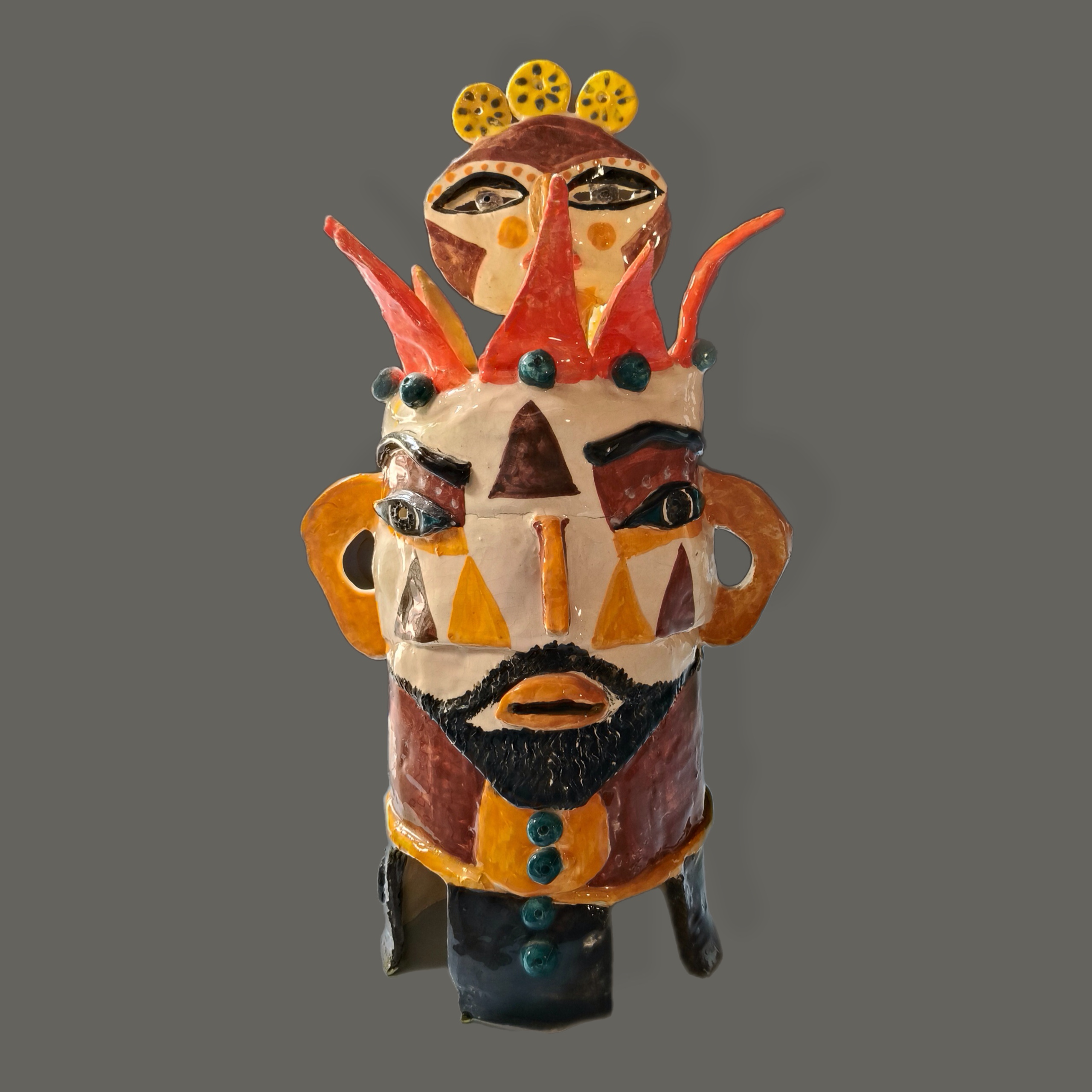 Eric Ledoux. El Rey. Escultura de cerámica pintada a mano