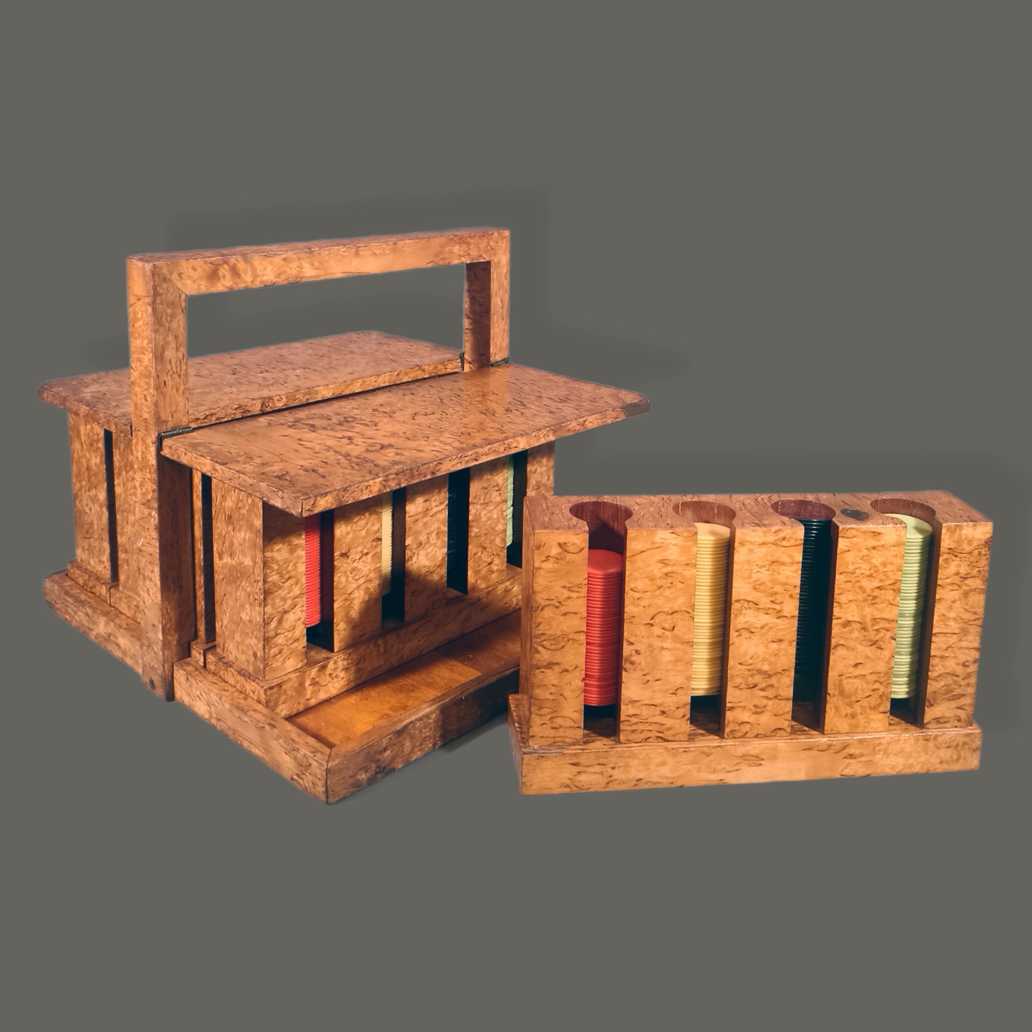 Juego de fichas para juego con estuche de madera