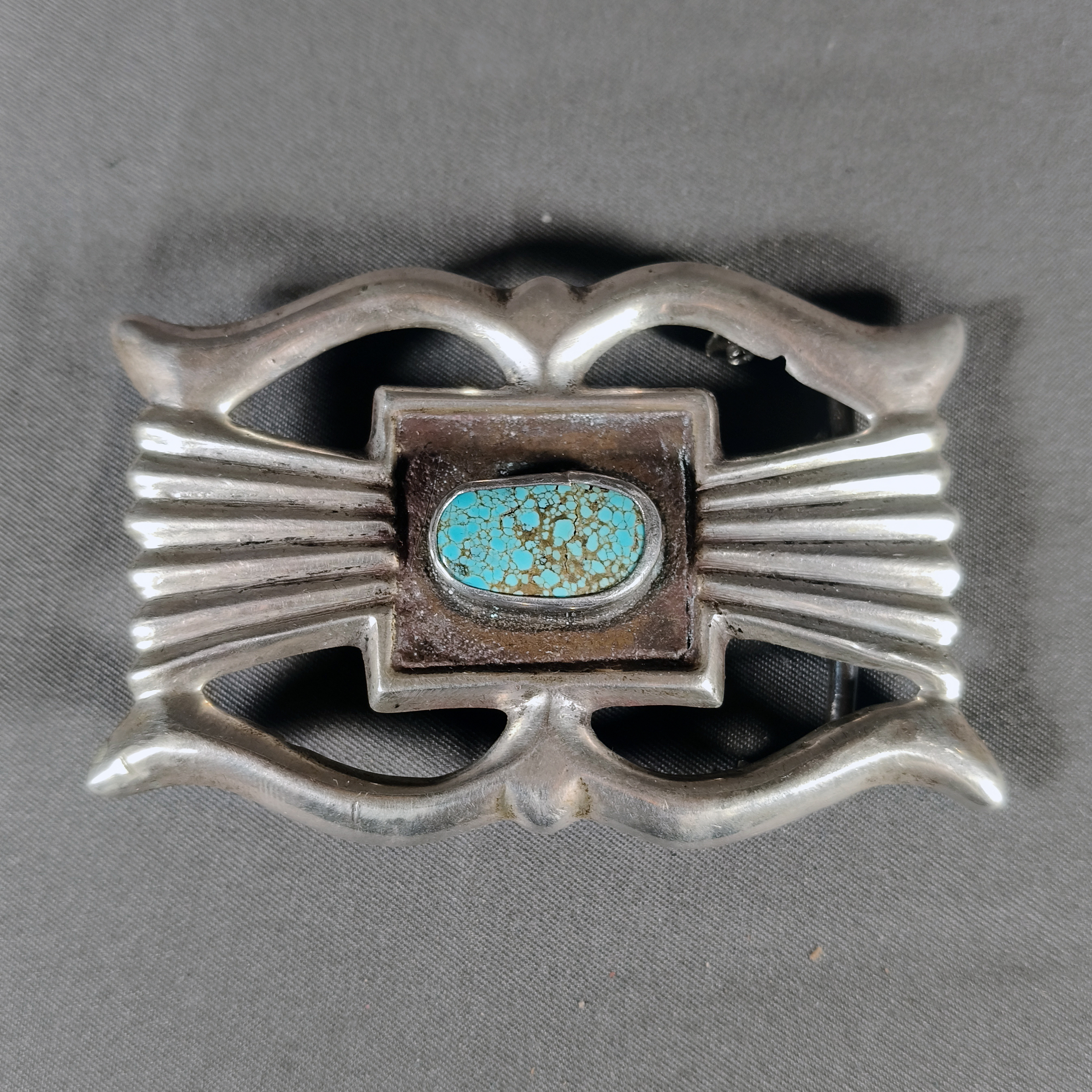Hebilla con turquesa Navajo en plata .925