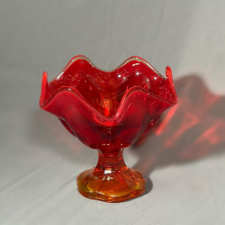 LE Smith. Tazón alto en cristal amberina