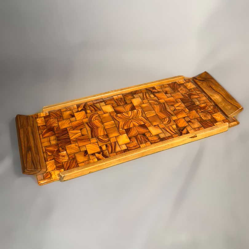 Charola en madera con marquetería